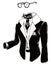 Invisible Man Wearing an Elegant Suit and Glasses, Vector Illustration