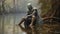 The Invisibles Knight: A Sci-fi Realism Painting Of A Knight In The Bayou