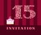 Invitation, 15 years, cake, color, vector.