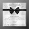 Invitation black tie Gift certificate or Voucher template with luxurious black bow, ribbon on black textured background