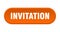 invitation button. rounded sign on white background