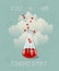 Invitation card on background. Vector illustration for Valentines day or wedding. Vector illustration of chemistry flask filled wi