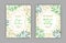 Invitation card templates. Background of elegant eucalyptus branches, green leaves, gypsophila flowers. Welcome to our wedding