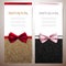 Invitation cards with shiny glitter and decorative bows
