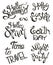 Invitation and congratulations lettering vector set