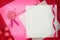 Invitation or greeting card on pink envelope