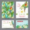 Invitation or Greeting Card Set - Tropical Birds and Flowers Design