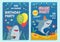 Invitation kids party. Print poster template with cute funny mascot cartoon shark and place for personal text exact
