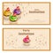 Invitation party card with cupcakes Vector. Birthday, wedding, event, celebrate decors