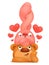 Invitation valentine card template with funny cartoon bunny and bear animals