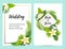 Invitations with jungle leaves, tropical flower plumeria