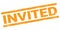 INVITED text on orange rectangle stamp sign