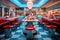 An inviting diner with a nostalgic touch, featuring a checkered floor and cozy red booths, An old-fashioned diner serving burgers