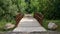 Inviting Footbridge leading to a woodland hiking path in Niagara Falls Region