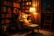 Inviting reading corner featuring a plush chair, warm blanket, and a lamp for a cozy ambiance