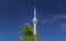 inviting view of a famous landmark Toronto cntower on dark blue sky background, tourists destinations