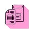 Invoice flat line icon. Document delivery in envelope sign