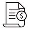 Invoice line icon. Payment and bill invoice