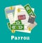 Invoice sheet, paysheet or payroll icon. Calculating and budget account