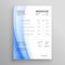 Invoice template design with blue wavy shape