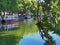 Ioannina  city beside the lake pamvotis, in summer season, platanus trees lake boats , greece