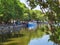 Ioannina  city beside the lake pamvotis, in summer season, platanus trees lake boats , greece