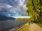 Ioannina or Giannena city lake clouds wind  in spring greece