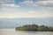 Ioannina lake and Mosques towers in morning landscape