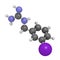 Iobenguane I-131 cancer drug molecule (radiopharmaceutical). 3D