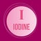 Iodine round icon, dark rose background, vector medical illustration
