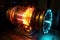 ion thruster engine glowing in the dark