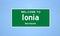 Ionia, Michigan city limit sign. Town sign from the USA.