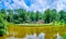 Ionian Sea lake and greenery of arboretum Sofiyivka Park, Uman, Ukraine