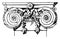 Ionic Pilaster Capital, volutes,  vintage engraving