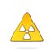 Ionizing radiation hazard symbol. Game and x-rays energetic. Yellow triangular warning sign. Danger attention signal