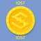 IOST Coin cryptocurrency blockchain icon. Virtual electronic, internet money or cryptocoin symbol, logo