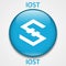 IOST Coin cryptocurrency blockchain icon. Virtual electronic, internet money or cryptocoin symbol, logo