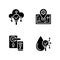 IoT technologies black glyph icons set on white space