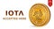 Iota. Accepted sign emblem. Crypto currency. Golden coin with Iota symbol isolated on white background. 3D isometric Physical coin