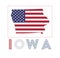 Iowa Logo. Map of Iowa with us state name and.