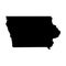 Iowa, state of USA - solid black silhouette map of country area. Simple flat vector illustration