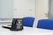 IP phone in modern boardroom for meeting