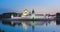 Ipatiev Monastery reflecting in water at dusk, Kostroma