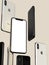 IPhone XS Gold, Silver and Space Grey smartphones, floating in air, white screen