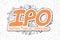 IPO - Doodle Orange Text. Business Concept.