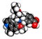 Iptacopan drug molecule. 3D rendering.