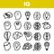 IQ, Intellect Linear Vector Icons Set Thin Pictogram