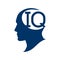 IQ intelligence quotient. Silhouette human head with IQ vector illustration