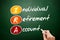 IRA - Individual Retirement Account acronym, concept on blackboard