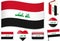 Irak flag wave, book, circle, pin, button, heart and sticker.